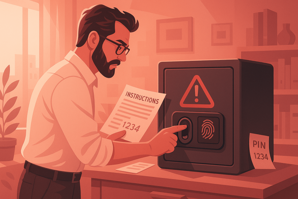homme qui ouvre son coffre-fort digital