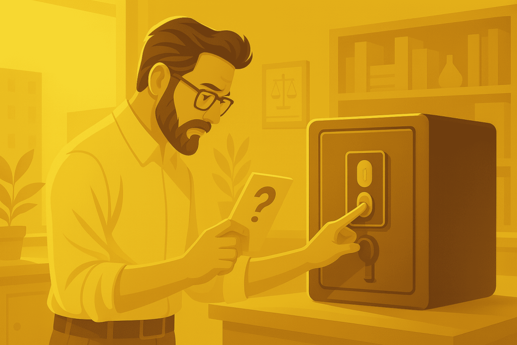 homme qui change l'empreinte digitale de son coffre fort